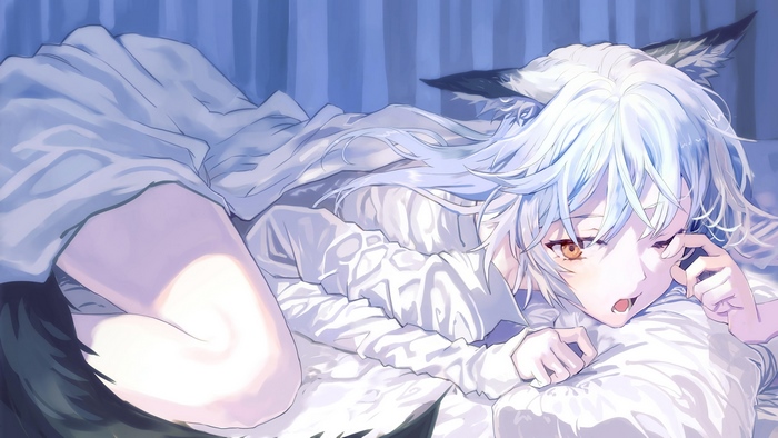 Anime Neko Girl in Bed 4K