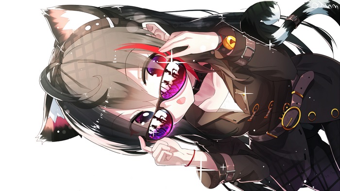 Anime Neko Girl Wearing Glasses 4K