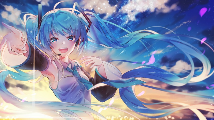 Anime, Girl, Singing, Hatsune Miku, Vocaloid, 4K HD Wallpaper