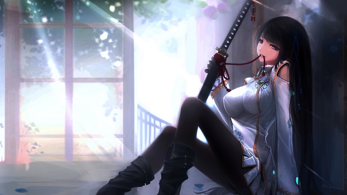 Anime Girl with Katana 4K