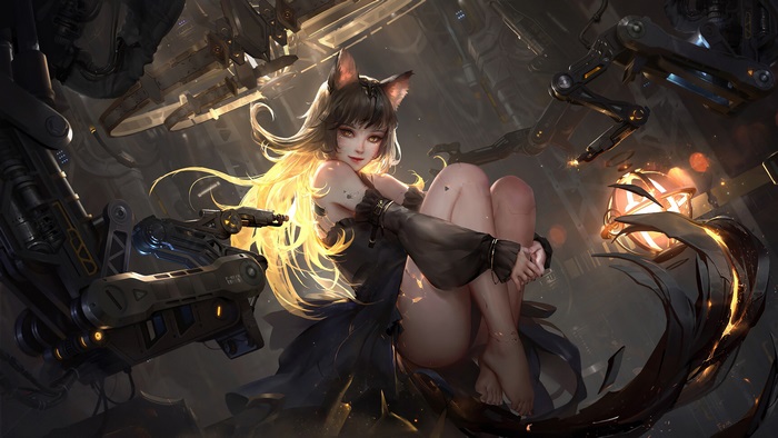 Anime Neko Girl in Sci-Fi Environment 4K