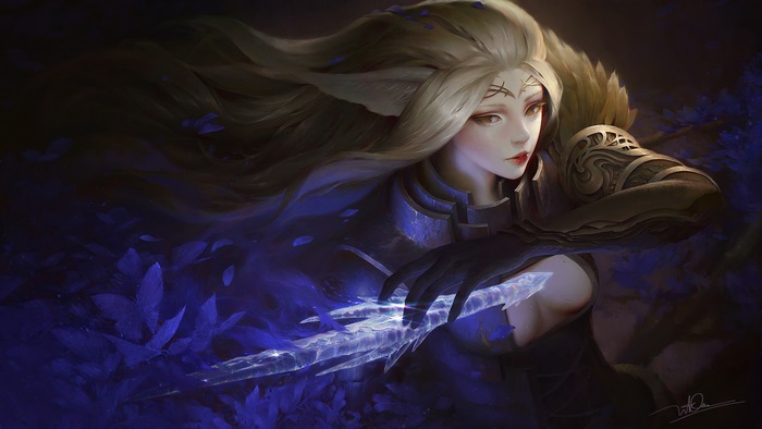 Fantasy Girl Warrior with Glowing Sword