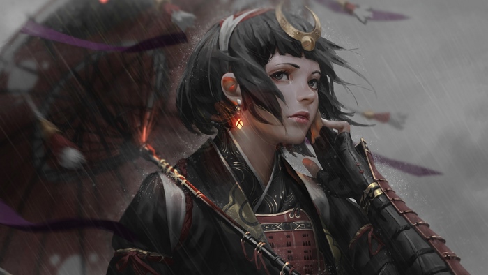 Samurai Girl in Rain 4K
