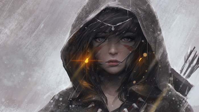 Fantasy Girl Warrior with Bow and Arrows 4K