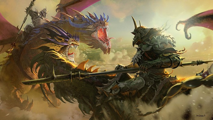 Fantasy Dragon Battle with Warriors 4K