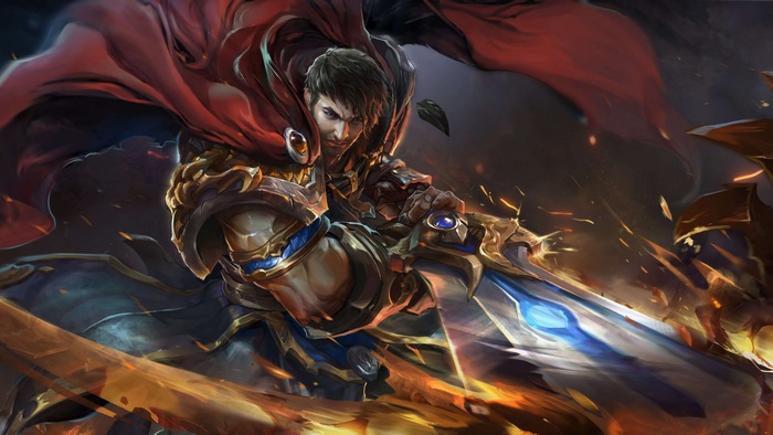 Warrior with red cape and sword