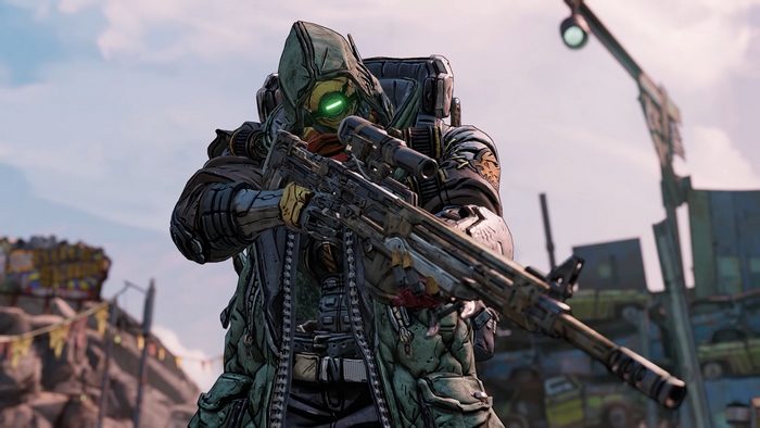 FL4K from Borderlands 3 with a sniper rifle
