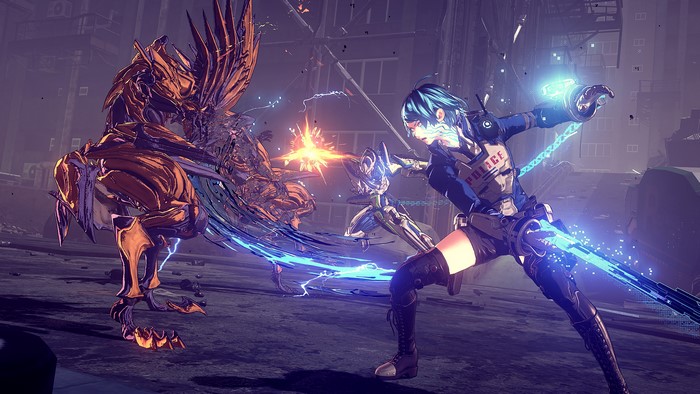 Astral Chain: Akira Howard fighting a monster