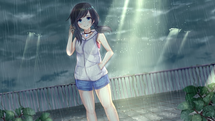 Hina Amano from Weathering With You in the rain 4K