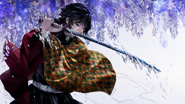 Giyu Tomioka, Katana, Kimetsu no Yaiba, 4K