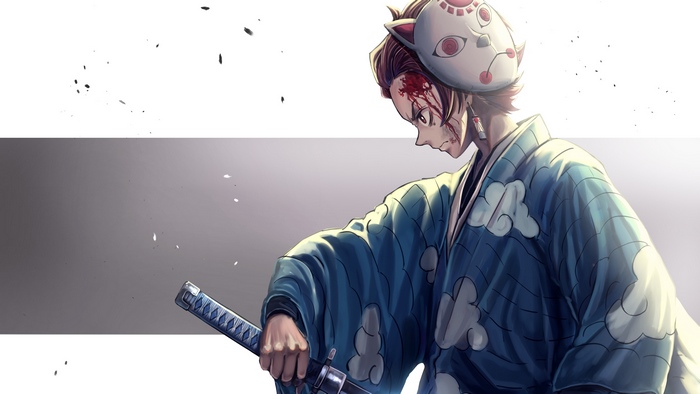 Tanjiro Kamado, Mask, Kimetsu no Yaiba, 4K