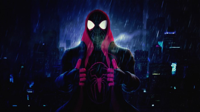 Miles Morales Spider-Man in the Rain 4K