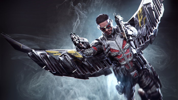 Falcon from Marvel with Guns 4K