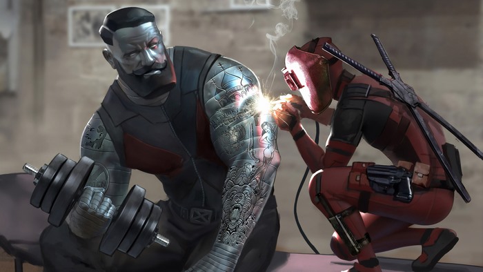 Deadpool tattooing Colossus from Marvel 4K