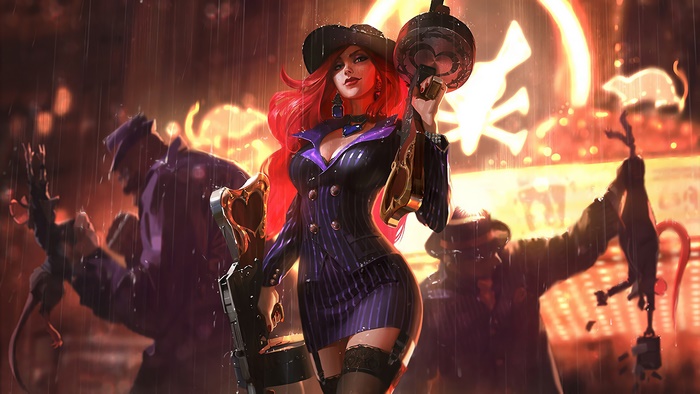 Miss Fortune from LoL in Mafia Splash Art 4K