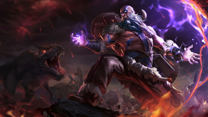 Ryze from League of Legends casting magic