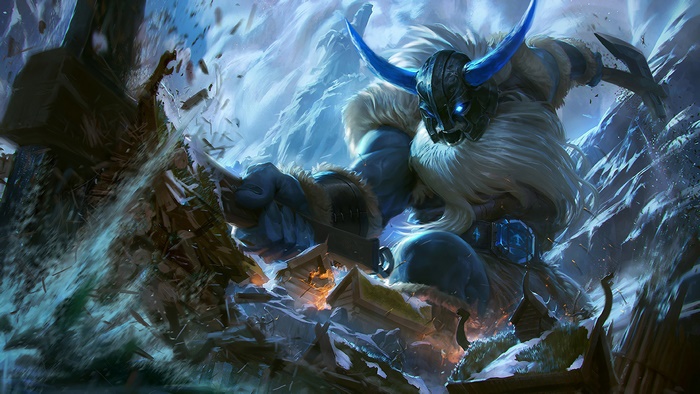 Olaf from League of Legends Glacial Splash Art 4K