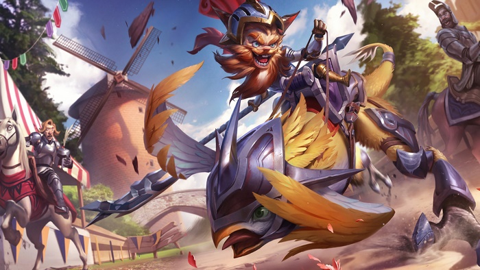 Kled from LoL riding a bird-like creature