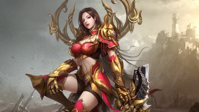 Fantasy, Beautiful, Girl, Warrior, 4K