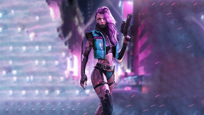 Cyberpunk, Girl, Sci-Fi, 4K
