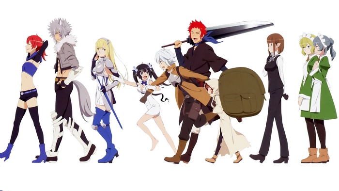 Characters from DanMachi walking