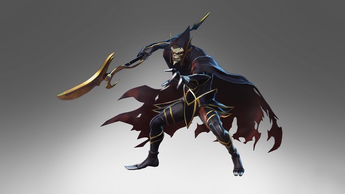 Dark character with golden scythe