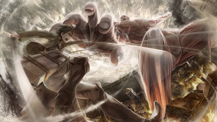 Eren Yeager vs. Colossal Titan from Attack on Titan 4K