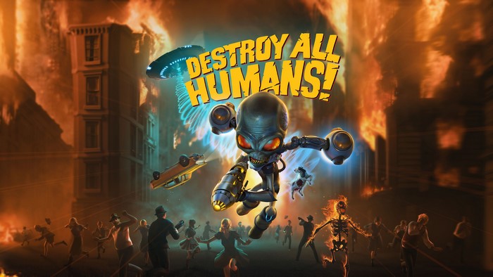 Destroy All Humans! Alien and UFO attacking a city
