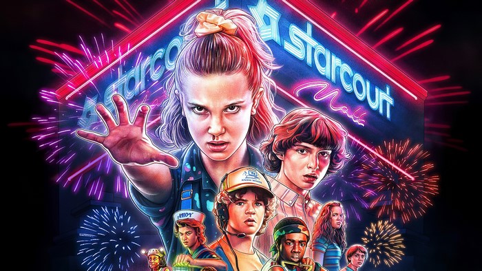 Eleven and friends from Stranger Things at Starcourt Mall