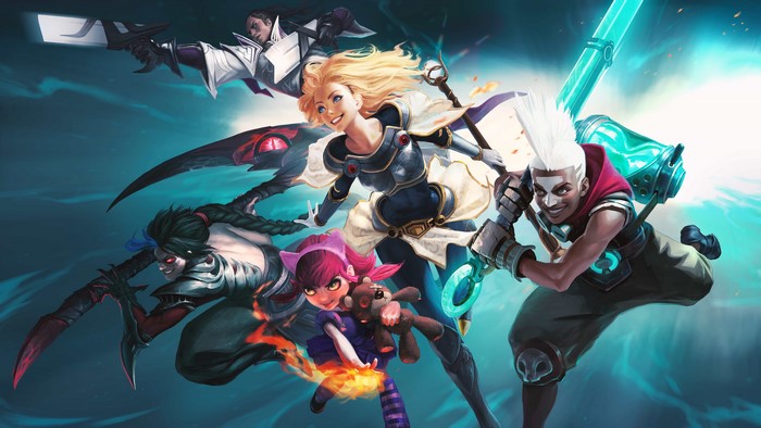 League of Legends characters Lux, Vi, Jinx, and others