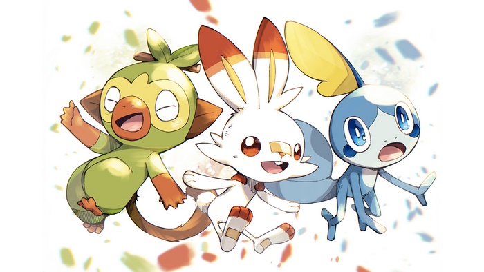 Grookey, Scorbunny, Sobble, Pokemon Sword and Shield, 4K