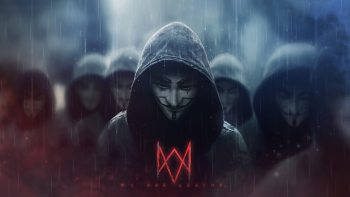 Watch Dogs Legion Anonymous masks and logo 4K