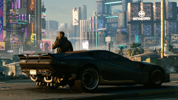 V from Cyberpunk 2077 with Quadra V-Tech car 4K