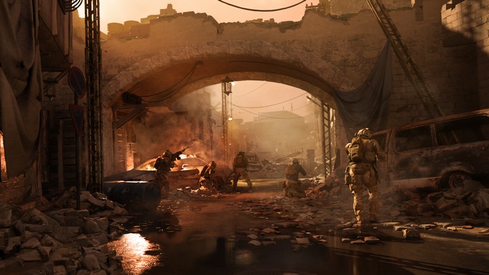 Soldiers in a war-torn city street, Call of Duty: Modern Warfare 4K