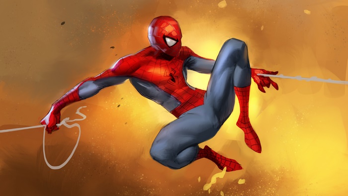 Spider-Man swinging with webs in 4K