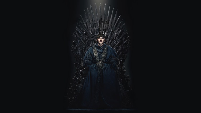 Bran Stark from Game of Thrones on the Iron Throne