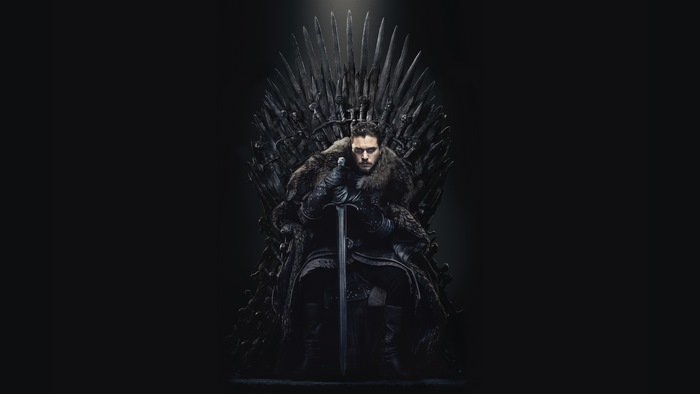 Jon Snow from Game of Thrones on the Iron Throne