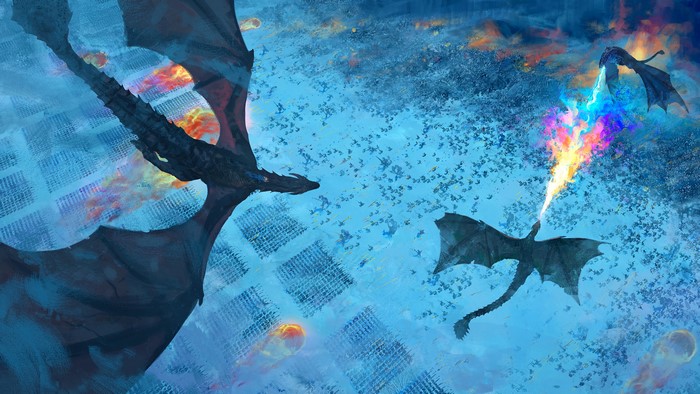 Dragons in battle from Game of Thrones Season 8 4K
