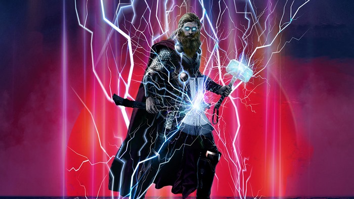 Avengers: Endgame, Thor, Stormbreaker, Hammer, Lightning, 4K