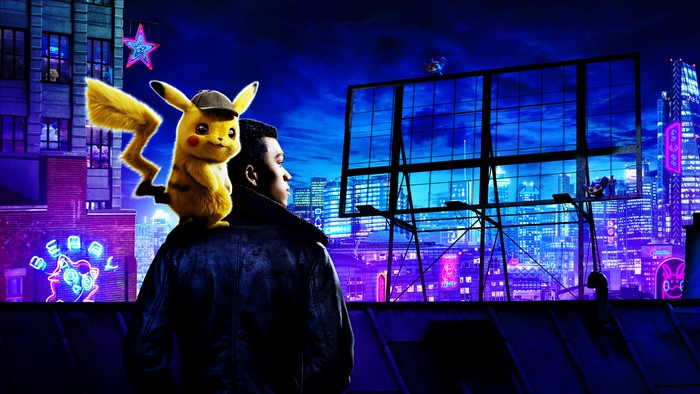 Detective Pikachu and Tim Goodman in Ryme City