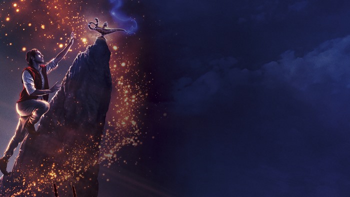 Aladdin and Genie's Lamp on a Cliff 4K