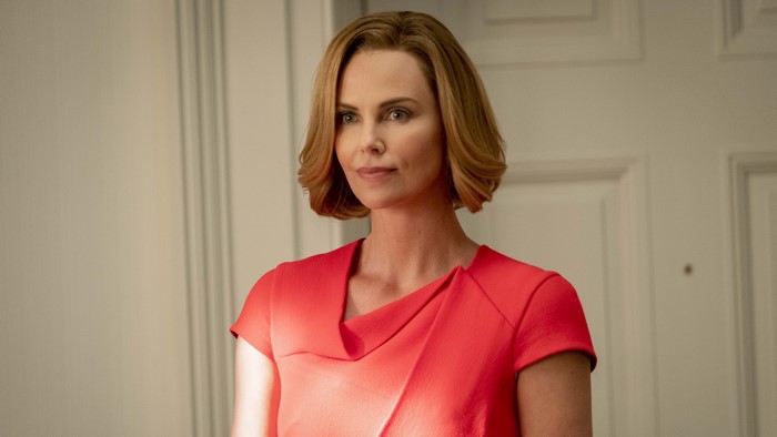 Charlize Theron in a red dress