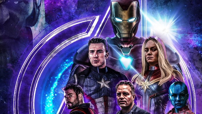 Avengers: Endgame 4K Poster with Iron Man, Captain America, Thor, Captain Marvel, and Nebula