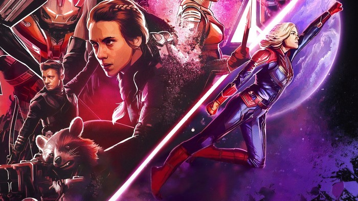 Avengers: Endgame Poster with Captain Marvel and Black Widow