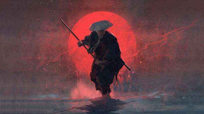 Samurai, Art, Fantasy, 4K