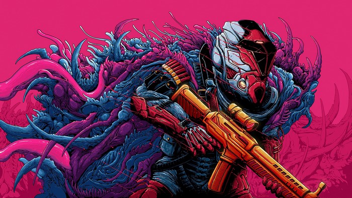 Sci-Fi Soldier with Gun and Alien Creature Art 4K