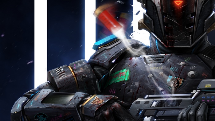Sci-Fi Soldier in Armor with Gun 4K