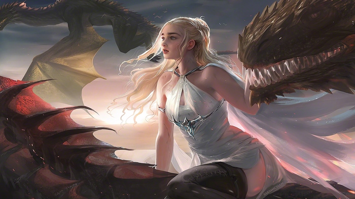 Daenerys Targaryen with Dragons from Game of Thrones 4K