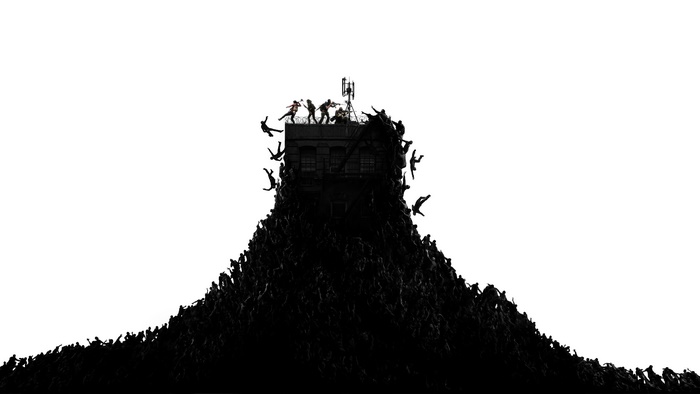 Zombies climbing a building and a tower