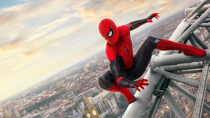 Spider-Man from Marvel Cinematic Universe on a building
